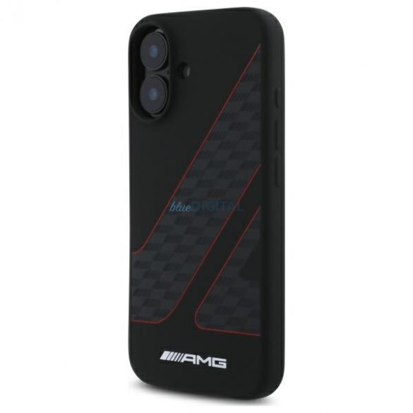 AMG AMHMP16S2SCFR Model Checkered Flag Carcasă tare compatibilă MagSafe pentru iPhone 16 - negru