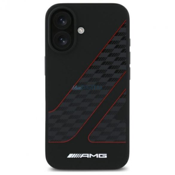 AMG AMHMP16S2SCFR Model Checkered Flag Carcasă tare compatibilă MagSafe pentru iPhone 16 - negru