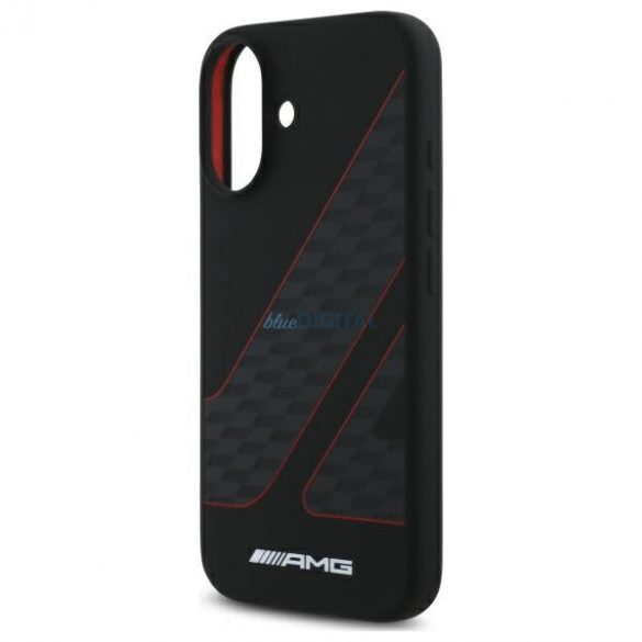 AMG AMHMP16S2SCFR Model Checkered Flag Carcasă tare compatibilă MagSafe pentru iPhone 16 - negru