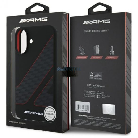 AMG AMHMP16S2SCFR Model Checkered Flag Carcasă tare compatibilă MagSafe pentru iPhone 16 - negru