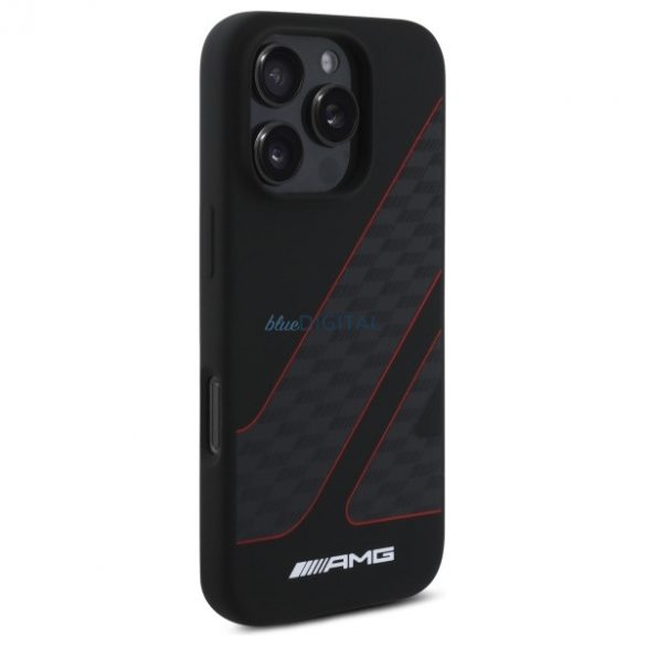 AMG AMHMP16L2SCFR Model Checkered Flag Carcasă tare compatibilă MagSafe pentru iPhone 16 Pro - negru