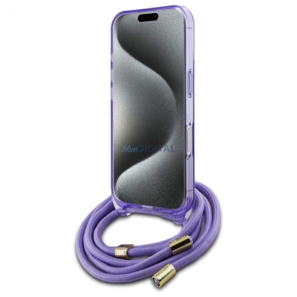 Guess GUHMP16SHCTSGNSU Crossbody Cord Script MagSafe Carcasă tare compatibilă cu MagSafe pentru iPhone 16 - violet