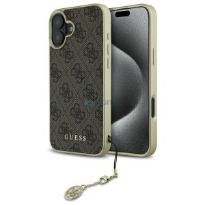 Guess GUHCP16SGF4GBR 4G Charms Collection husă tare pentru iPhone 16 - maro