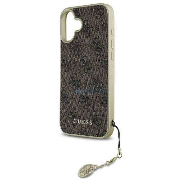 Guess GUHCP16SGF4GBR 4G Charms Collection husă tare pentru iPhone 16 - maro