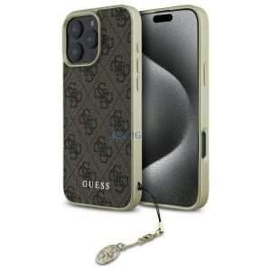 Guess GUHCP16LGF4GBR 4G Charms Collection husă tare pentru iPhone 16 Pro - maro