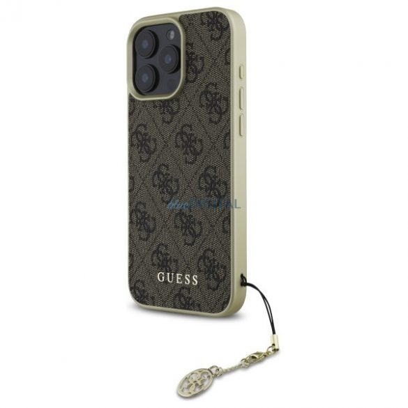 Guess GUHCP16LGF4GBR 4G Charms Collection husă tare pentru iPhone 16 Pro - maro