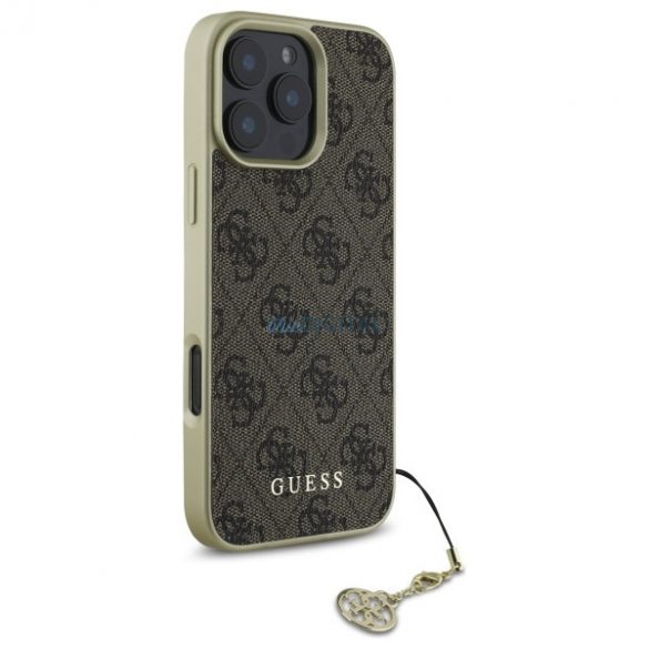 Guess GUHCP16LGF4GBR 4G Charms Collection husă tare pentru iPhone 16 Pro - maro