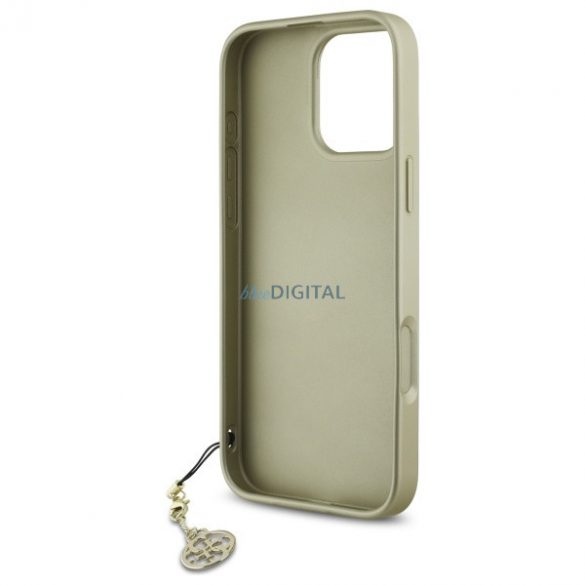 Guess GUHCP16LGF4GBR 4G Charms Collection husă tare pentru iPhone 16 Pro - maro