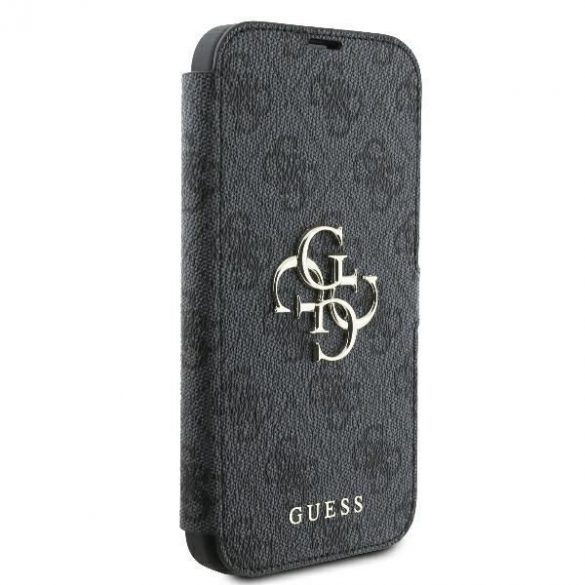 Guess GUBKP16M4GMGGR 4G Metal Logo Book caz iPhone 16 Plus - negru