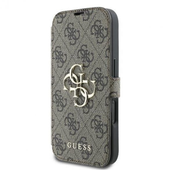 Guess GUBKP16S4GMGBR 4G Metal Logo Book caz iPhone 16 - maro