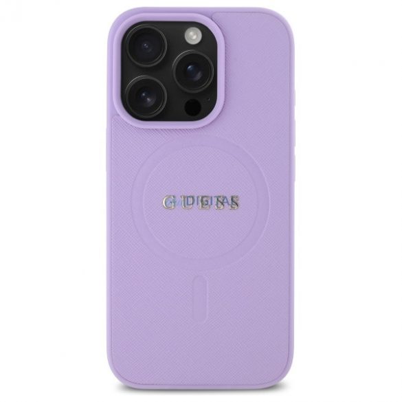 Guess GUHMP16LPSAHMCU Saffiano Geantă tare compatibilă MagSafe pentru iPhone 16 Pro - violet