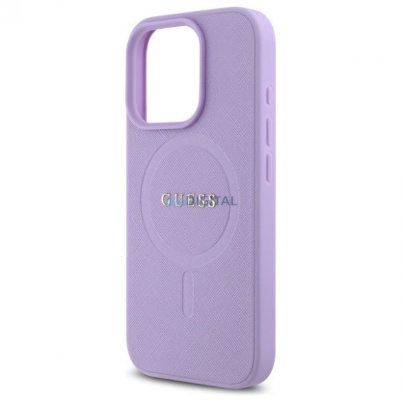 Guess GUHMP16LPSAHMCU Saffiano Geantă tare compatibilă MagSafe pentru iPhone 16 Pro - violet