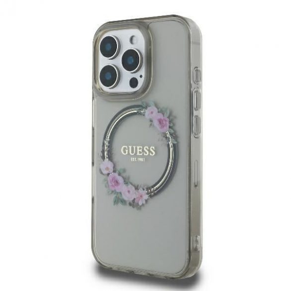 Guess GUHMP16LHFWFCK iPhone 16 Pro IML Flowers Wreath MagSafe hard case - model transparent