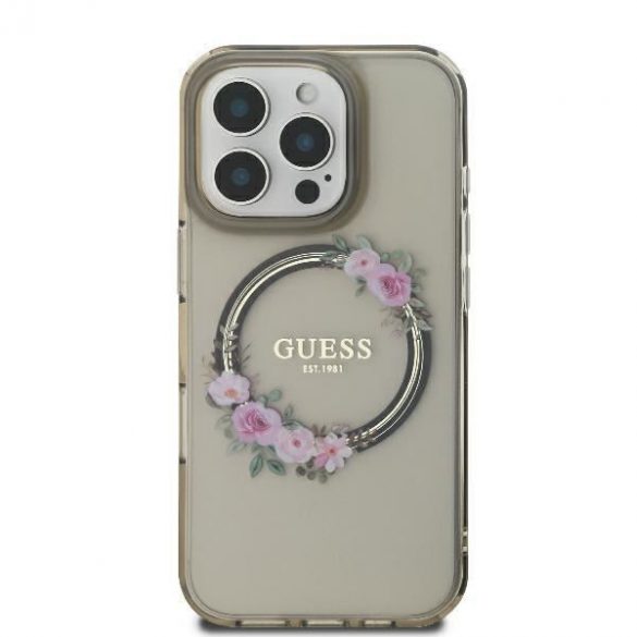 Guess GUHMP16LHFWFCK iPhone 16 Pro IML Flowers Wreath MagSafe hard case - model transparent