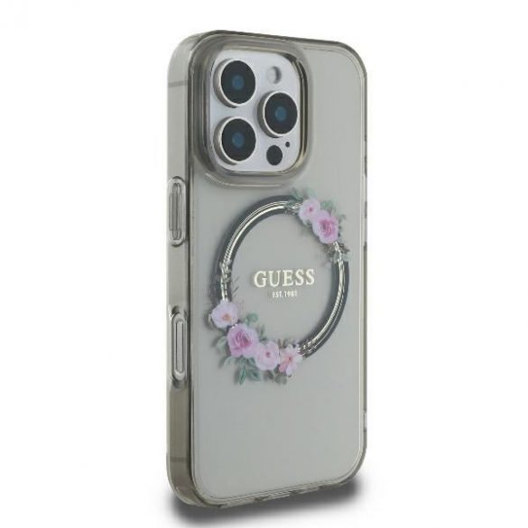 Guess GUHMP16LHFWFCK iPhone 16 Pro IML Flowers Wreath MagSafe hard case - model transparent