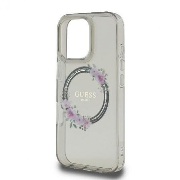 Guess GUHMP16LHFWFCK iPhone 16 Pro IML Flowers Wreath MagSafe hard case - model transparent