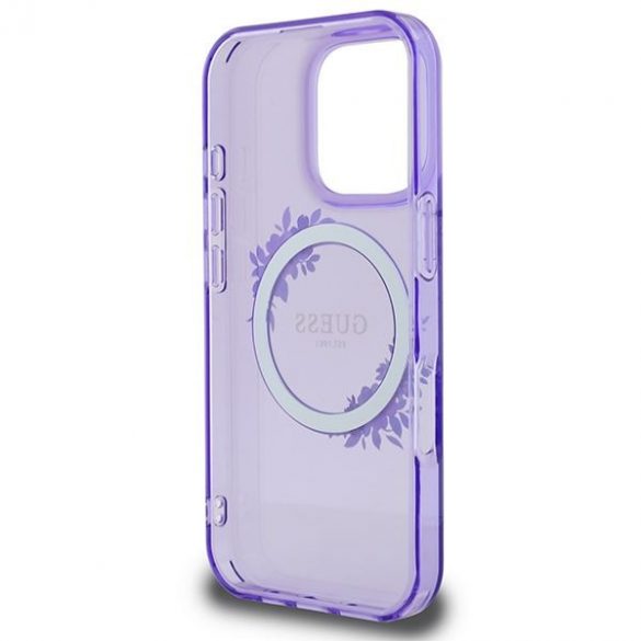 Guess GUHMP16XHFWFCU IML Flowers Wreath MagSafe carcase rigide pentru iPhone 16 Pro Max - violet