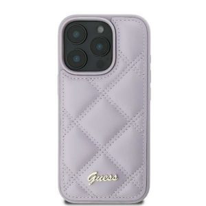 Guess GUHCP16SPSQSQSU Carcasă rigidă Quiled Metal Logo pentru iPhone 16 - violet