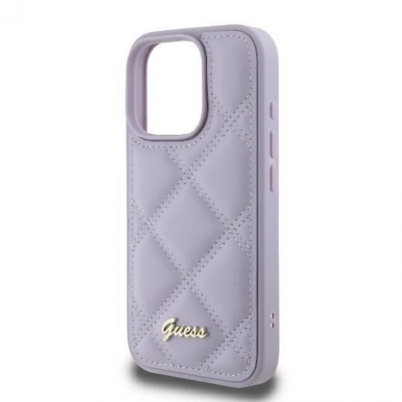 Guess GUHCP16LPSQSQSU Carcase rigide cu logo metalic matlasat pentru iPhone 16 Pro - violet