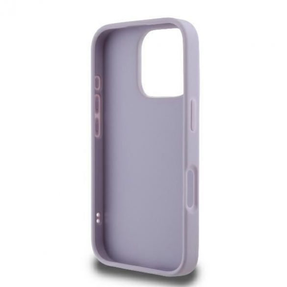 Guess GUHCP16LPSQSQSU Carcase rigide cu logo metalic matlasat pentru iPhone 16 Pro - violet