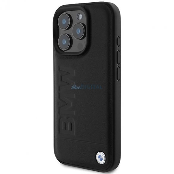 BMW BMHCP16LSLLBK Carcasă din piele Hot Stamp pentru iPhone 16 Pro - negru