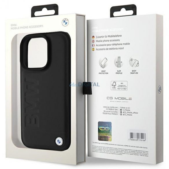 BMW BMHCP16LSLLBK Carcasă din piele Hot Stamp pentru iPhone 16 Pro - negru