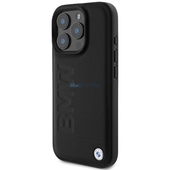 BMW BMHCP16XSLLBK Carcasă din piele Hot Stamp pentru iPhone 16 Pro Max - negru