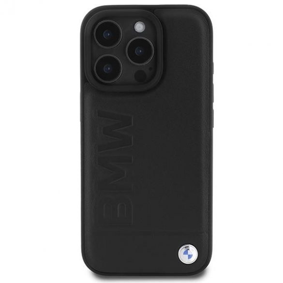 BMW BMHCP16XSLLBK Carcasă din piele Hot Stamp pentru iPhone 16 Pro Max - negru