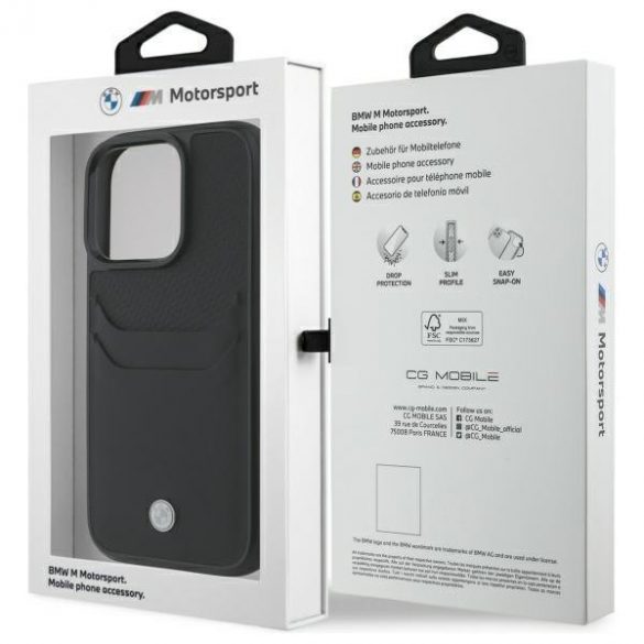 BMW BMHCP16X22RSEPK Carcasă din piele pentru iPhone 16 Pro Max - negru