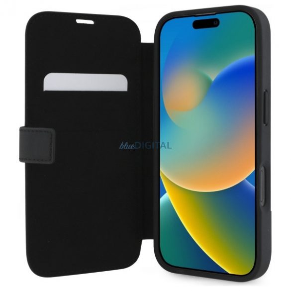 Mercedes MEBKP16L23RBGVK Piele lemn imitație carte cazuri iPhone 16 Pro - negru