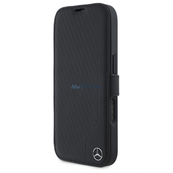 Mercedes MEBKP16L23RBGVK Piele lemn imitație carte cazuri iPhone 16 Pro - negru