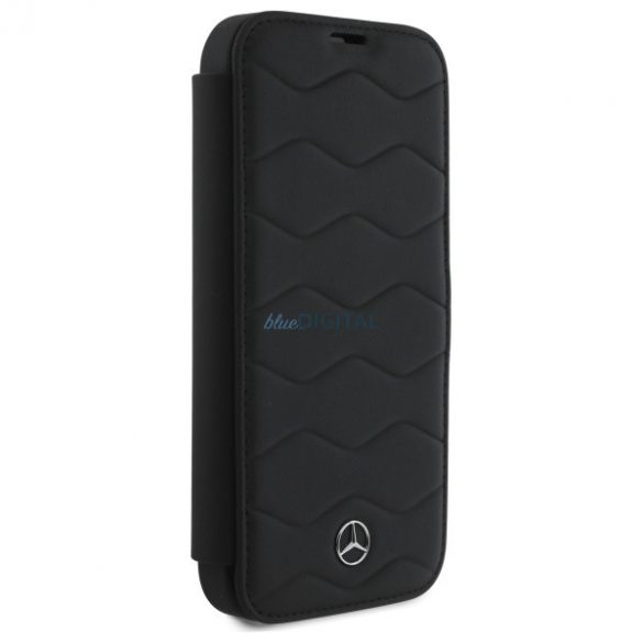 Mercedes MEBKP16X23RWRSK MB Waves Raft din piele pentru iPhone 16 Pro - negru