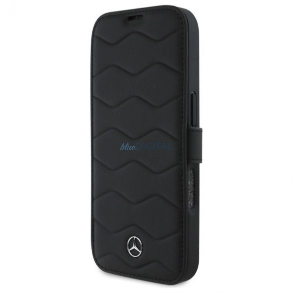 Mercedes MEBKP16X23RWRSK MB Waves Raft din piele pentru iPhone 16 Pro - negru