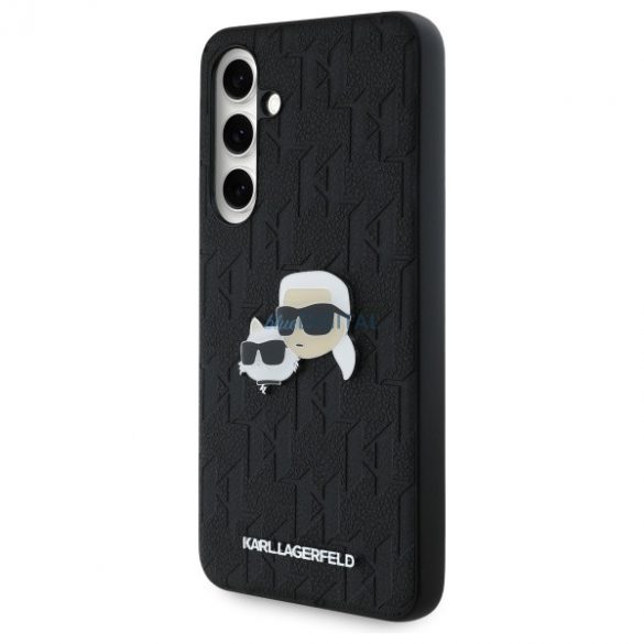 Karl Lagerfeld KLHCS24FEPGKLKCPK Monogram Karl&Chaoupette Head Pin Hard Case Samsung Galaxy S24 FE - negru