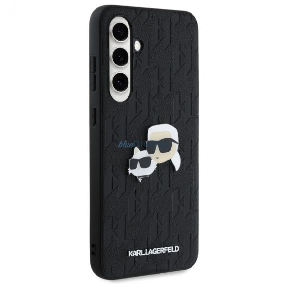 Karl Lagerfeld KLHCS24FEPGKLKCPK Monogram Karl&Chaoupette Head Pin Hard Case Samsung Galaxy S24 FE - negru