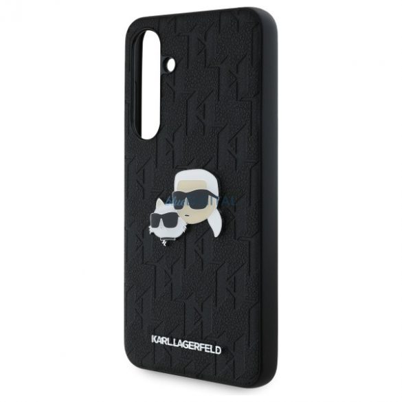 Karl Lagerfeld KLHCS24FEPGKLKCPK Monogram Karl&Chaoupette Head Pin Hard Case Samsung Galaxy S24 FE - negru