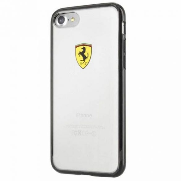 Carcasă rigidă Ferrari FEHCP7BK pentru iPhone 7/8/SE 2020 / SE 2022 neagră/transparentă Racing Shield