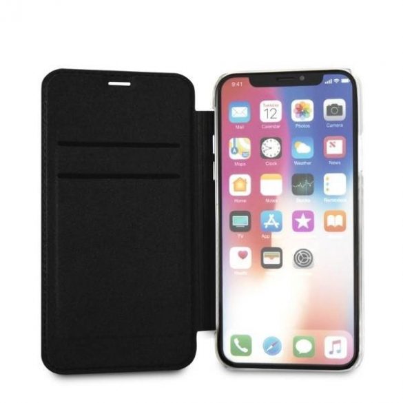 Karl Lagerfeld KLFLBKPXKSB iPhone X/Xs negru / negru bibliotecă semnătură Glitter husă