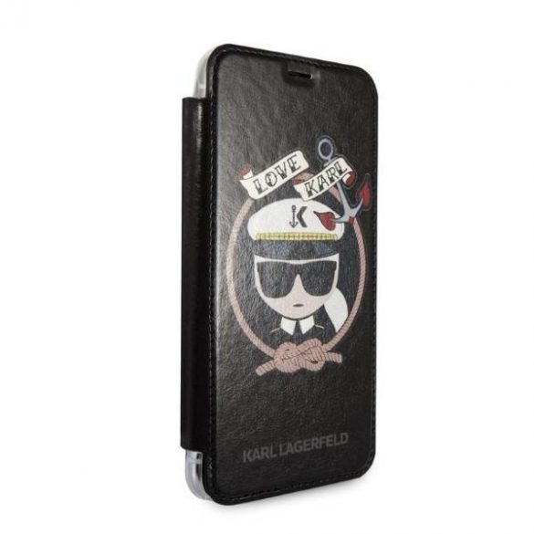 Karl Lagerfeld KLFLBKPXKSB iPhone X/Xs negru / negru bibliotecă semnătură Glitter husă