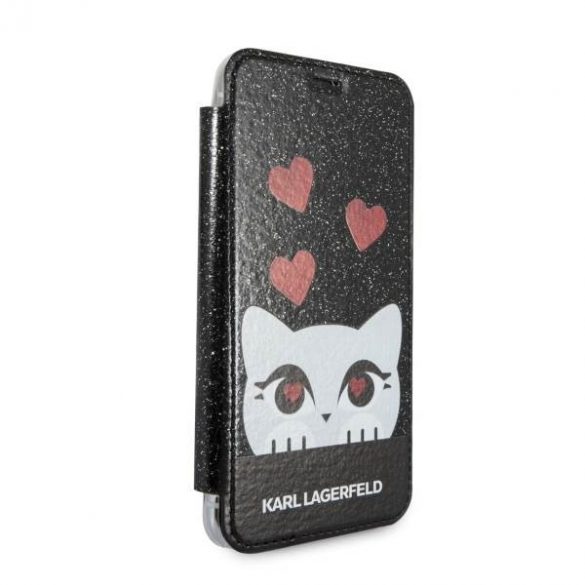 Karl Lagerfeld KLFLBKPXVDCBK Husă carte neagră Valentine pentru iPhone X/Xs