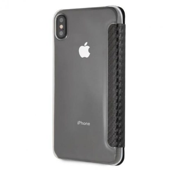 BMW BMTRBKI65PUCARTCBKHusa pentru iPhone XS Max book czarny/negru Carbon Tricolor Stripe