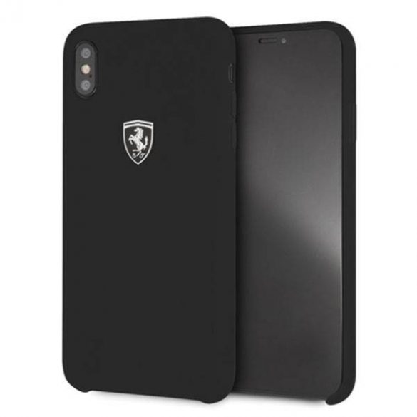 Carcasă rigidă Ferrari FEOSIHCI65BK pentru iPhone Xs Max, neagră/czarny, din silicon Off track