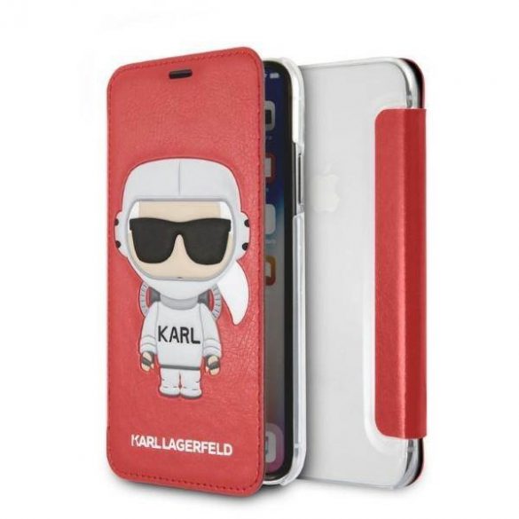 Karl Lagerfeld KLFLBKPXKSCORE bibliotecă pentru iPhone X/ XS czerwony/roșu Husă Karl Space Cosmonaut