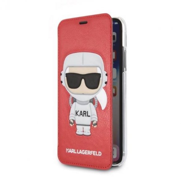 Karl Lagerfeld KLFLBKPXKSCORE bibliotecă pentru iPhone X/ XS czerwony/roșu Husă Karl Space Cosmonaut