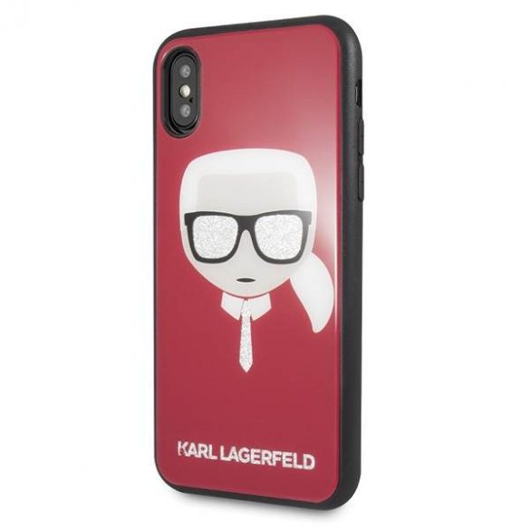 Karl Lagerfeld KLHCPXDLHRE iPhone X/Xs roșu/red Iconic Glitter Karl's Head husă