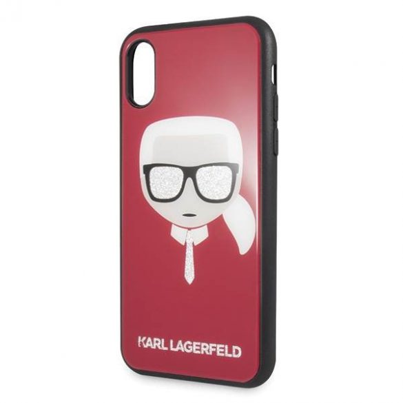 Karl Lagerfeld KLHCPXDLHRE iPhone X/Xs roșu/red Iconic Glitter Karl's Head husă