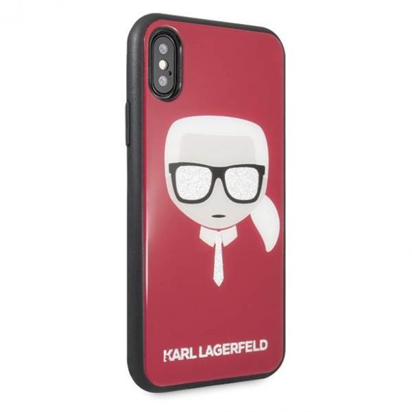 Karl Lagerfeld KLHCPXDLHRE iPhone X/Xs roșu/red Iconic Glitter Karl's Head husă