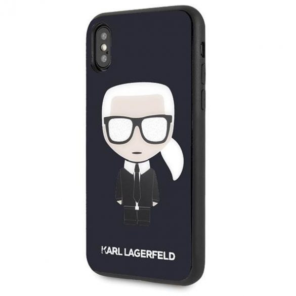 Karl Lagerfeld KLHCPXDLFKBK Husă rigidă pentru iPhone X/Xs bleumarin, negru Husă emblematică Karl Glitter