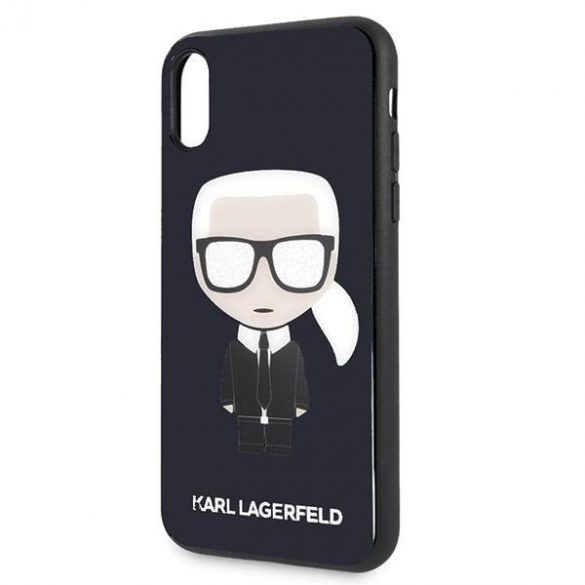 Karl Lagerfeld KLHCPXDLFKBK Husă rigidă pentru iPhone X/Xs bleumarin, negru Husă emblematică Karl Glitter