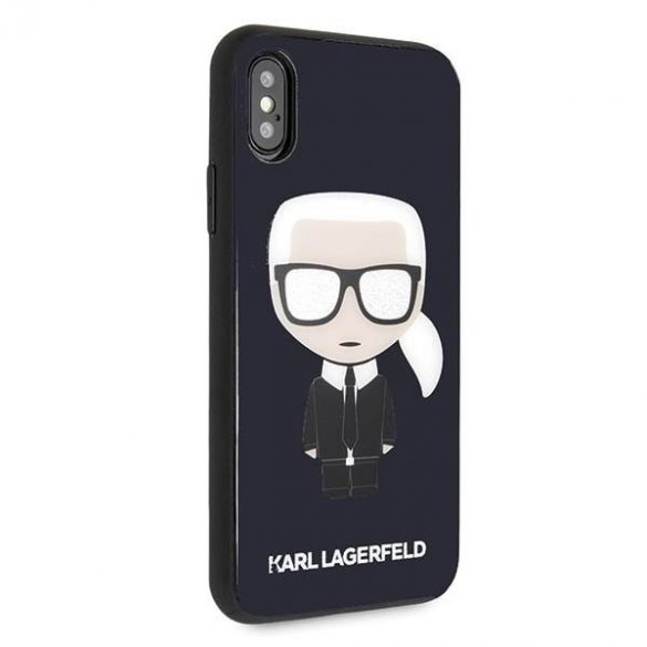 Karl Lagerfeld KLHCPXDLFKBK Husă rigidă pentru iPhone X/Xs bleumarin, negru Husă emblematică Karl Glitter